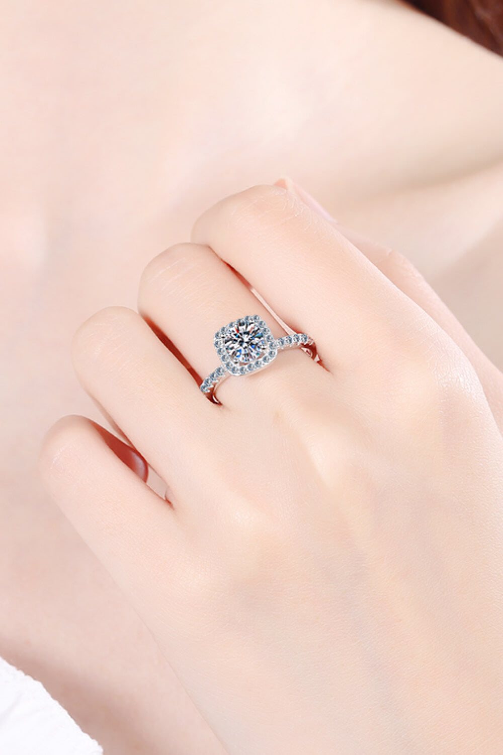 Classic Square Halo Moissanite Ring