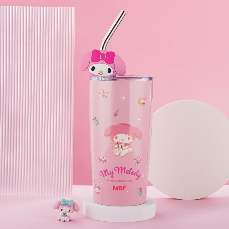 20oz Double Wall Insulated Hello Kitty and Friends Cup W/ Charm and Straw