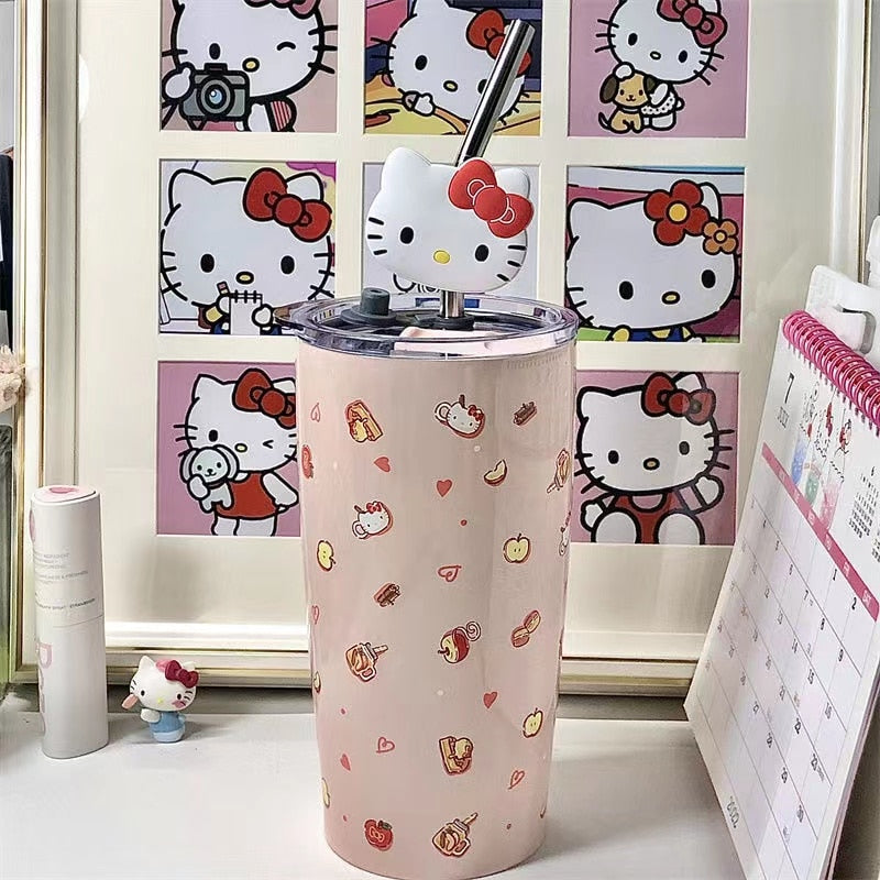 20oz Double Wall Insulated Hello Kitty and Friends Cup W/ Charm and Straw