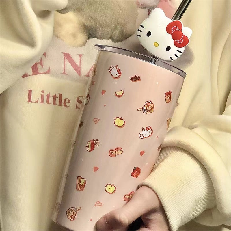 20oz Double Wall Insulated Hello Kitty and Friends Cup W/ Charm and Straw