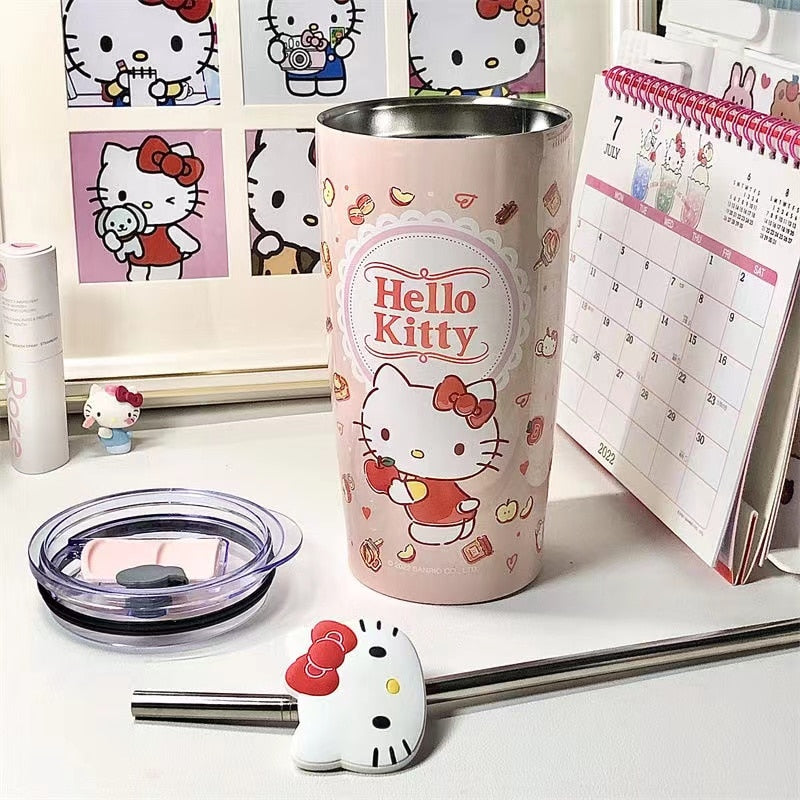 20oz Double Wall Insulated Hello Kitty and Friends Cup W/ Charm and Straw