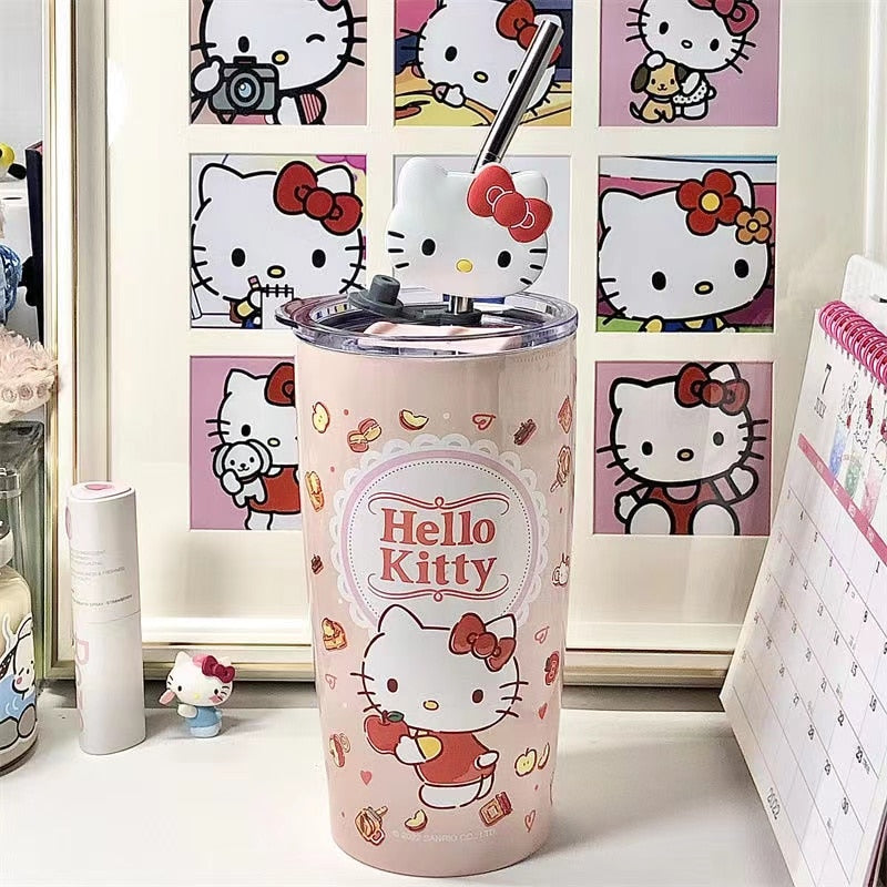 20oz Double Wall Insulated Hello Kitty and Friends Cup W/ Charm and Straw