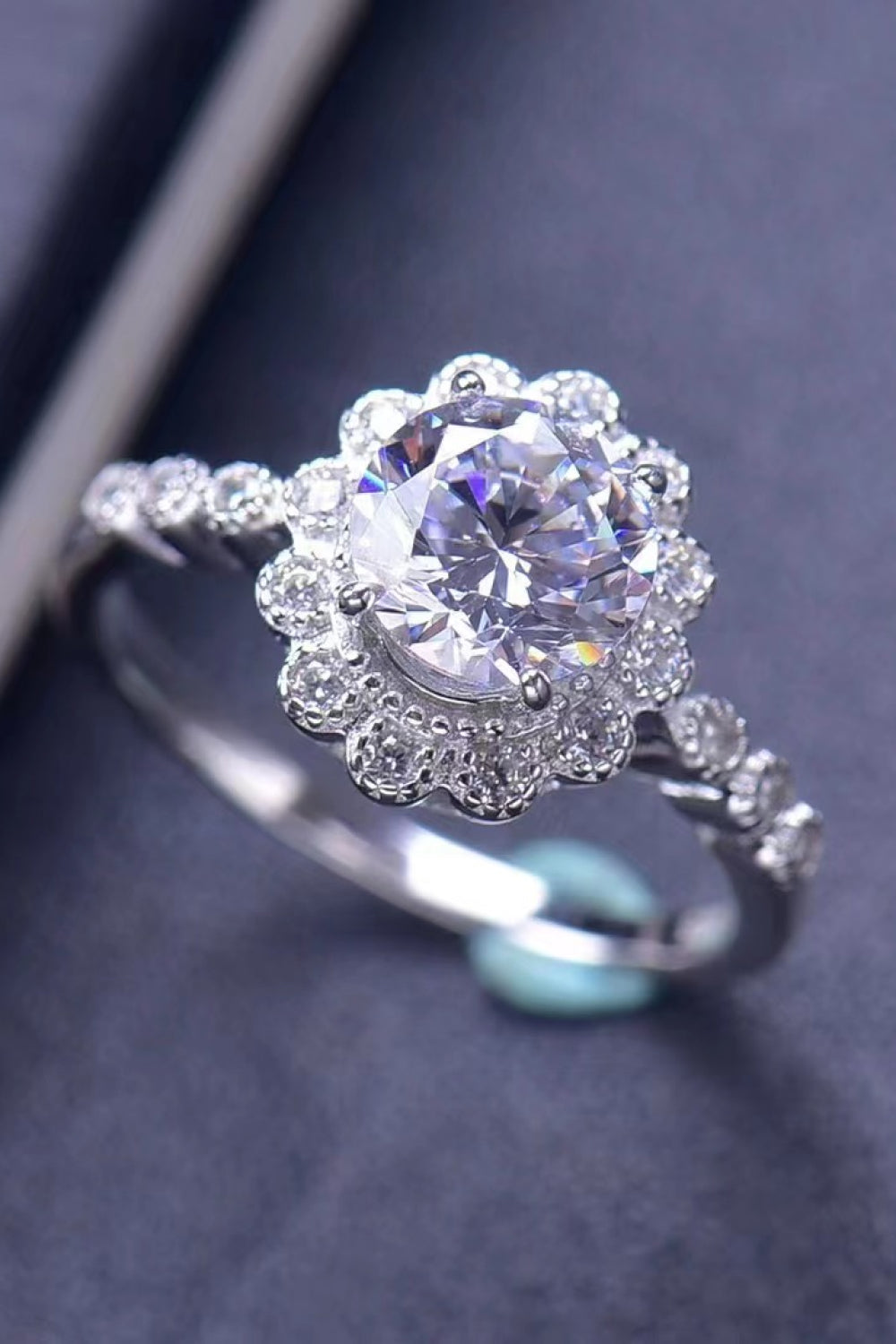 Delicate Cluster Halo Moissanite Ring