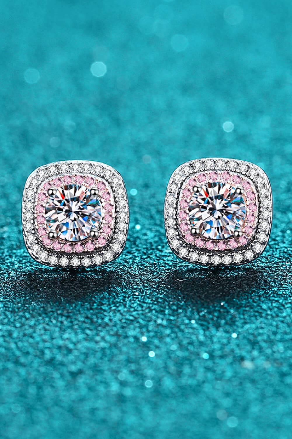 Sweetheart Double Halo Moissanite Stud Earrings