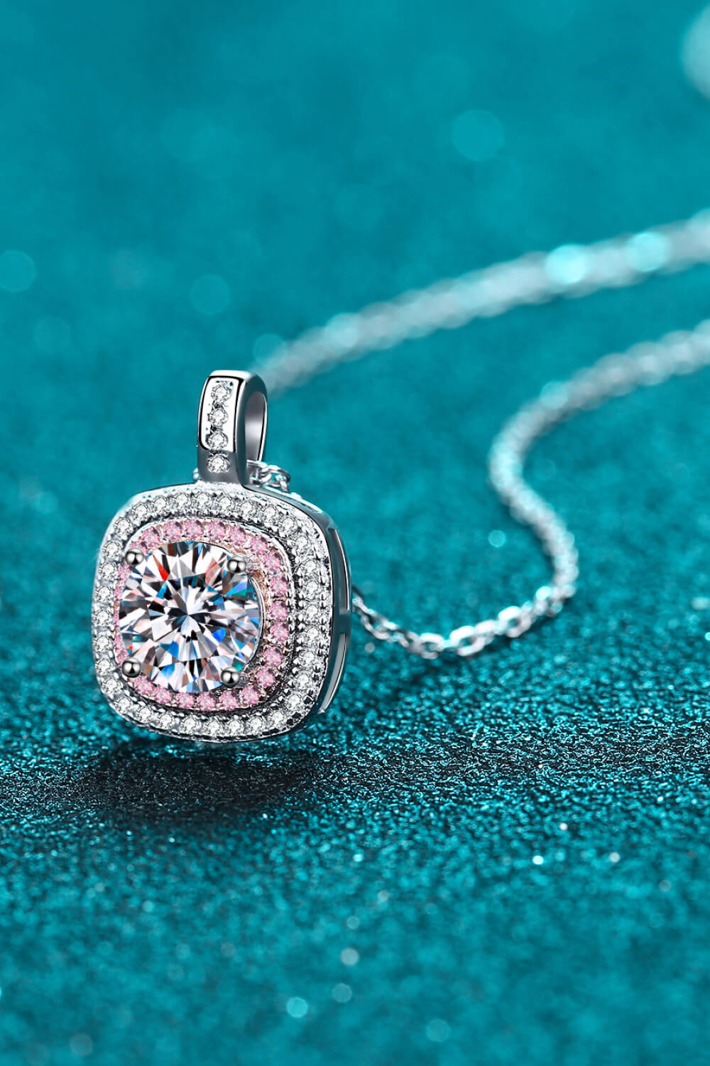 Sweetheart Double Halo Moissanite Necklace
