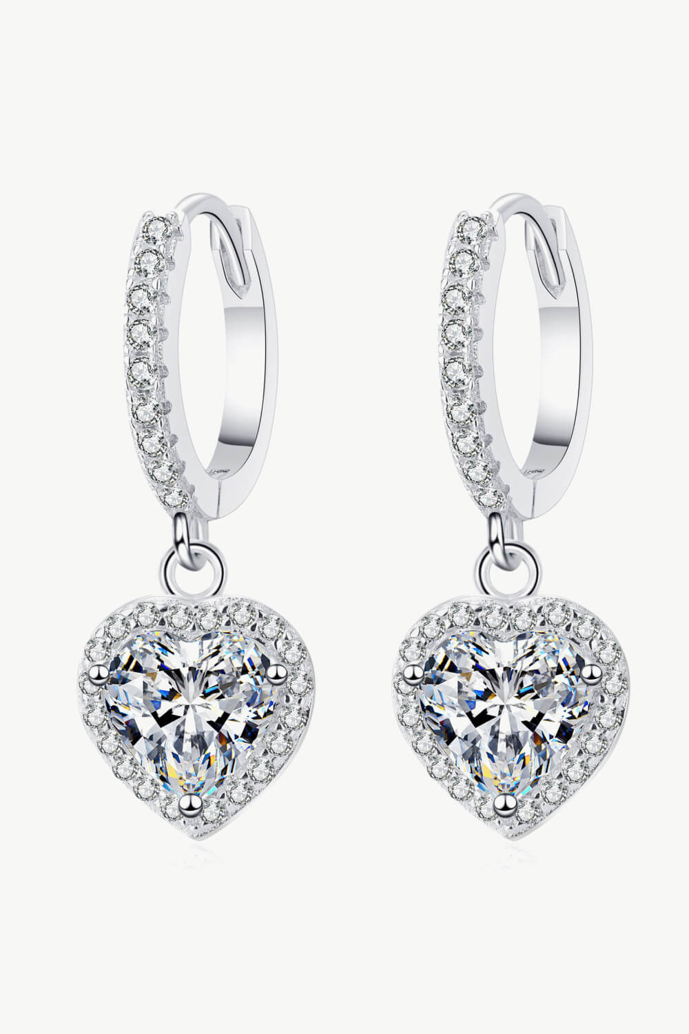 Classic Heart Moissanite Drop Earrings