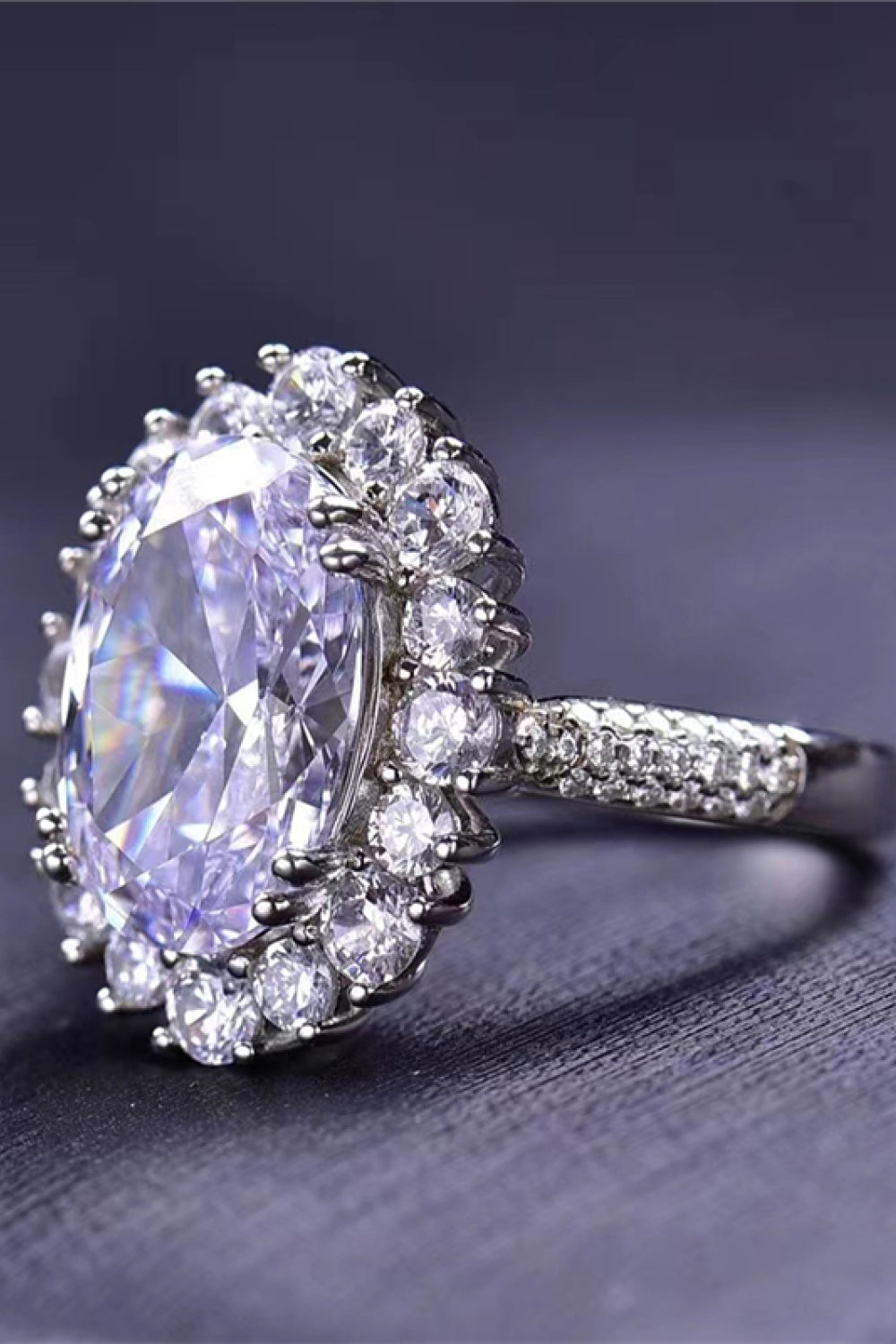 8 Carat Oval Moissanite with Halo Ring