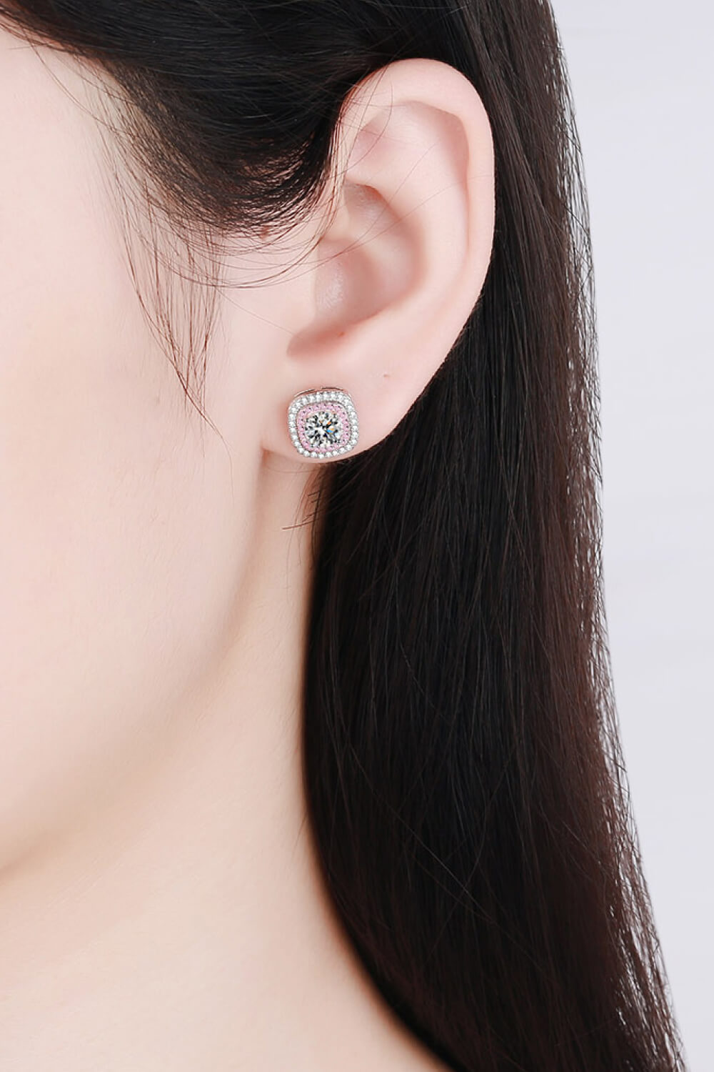 Sweetheart Double Halo Moissanite Stud Earrings