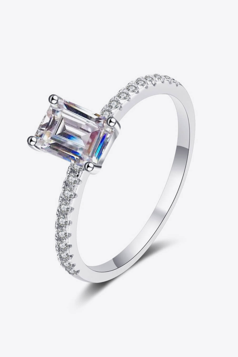 Emerald Cut 4-Prong Moissanite Ring