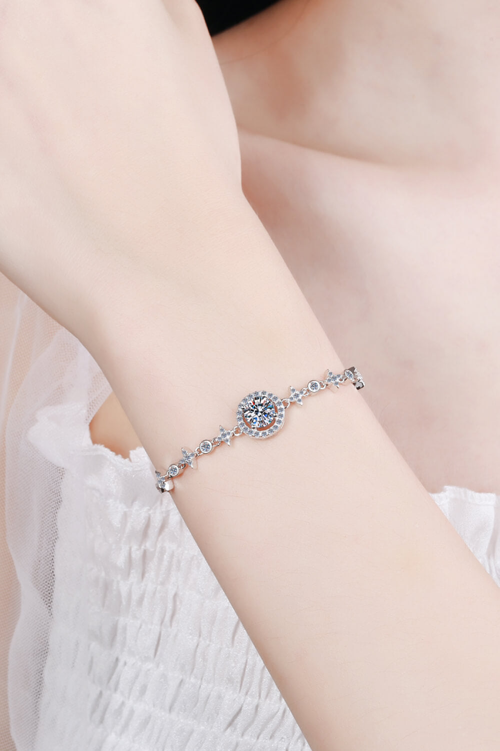 Classic Round Halo Moissanite Bracelet
