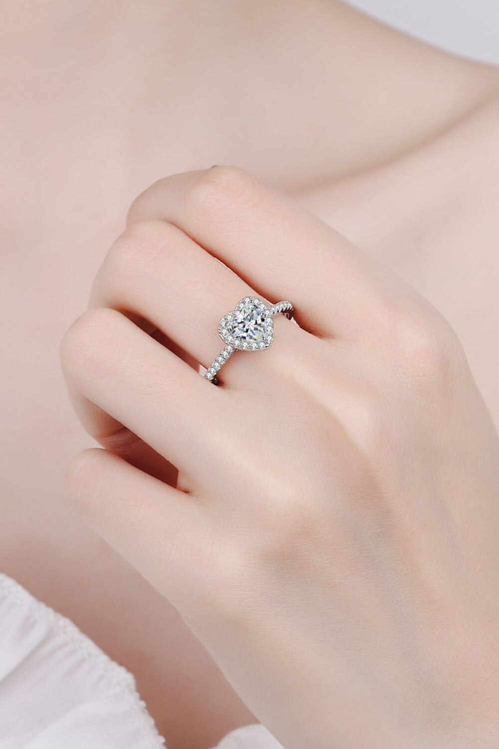 1 Carat Moissanite Heart-Halo Ring