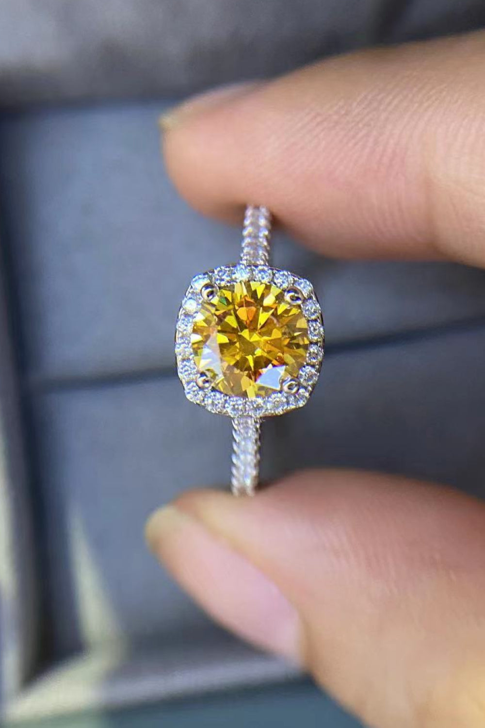 3 Carat Yellow Asscher Moissanite Ring