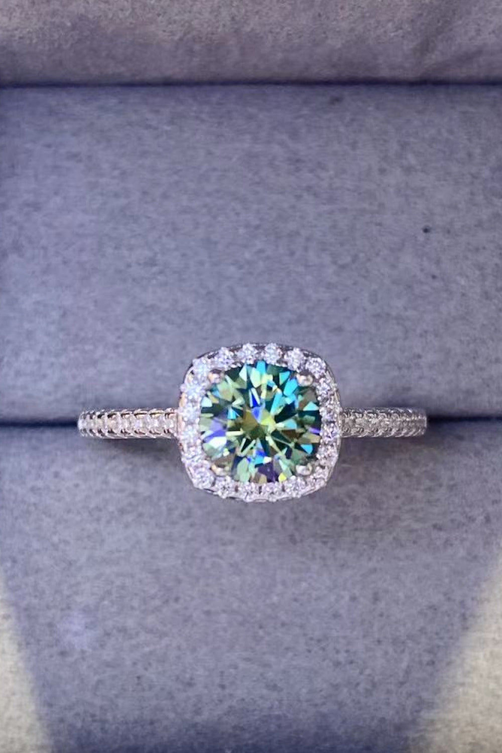 3 Carat Turquoise Moissanite Cluster Ring