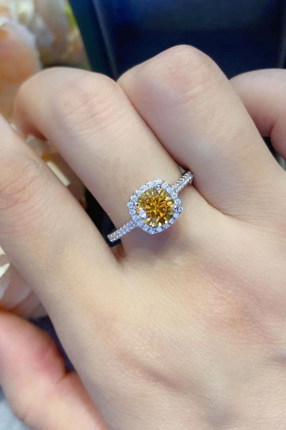 3 Carat Yellow Asscher Moissanite Ring