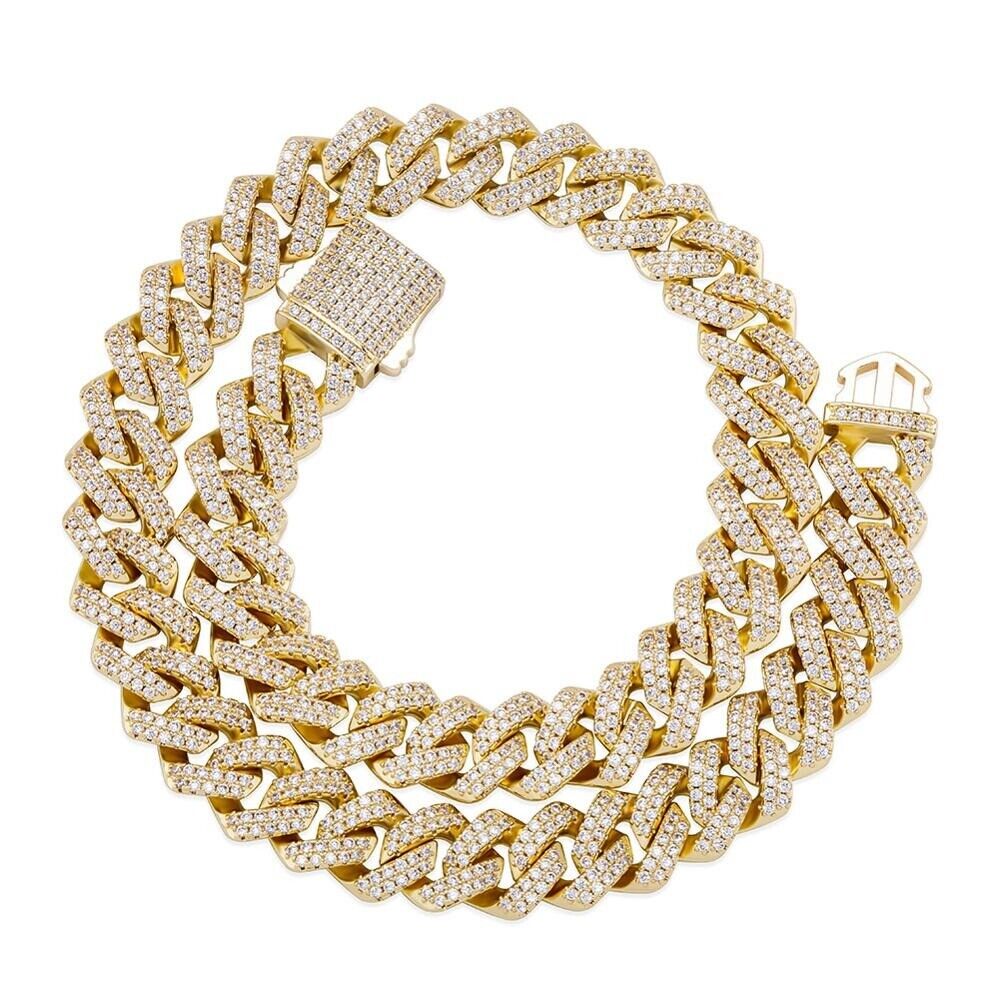 18K GOLD FILLED 14MM CUBAN MICRO PAVE CZ CHAIN