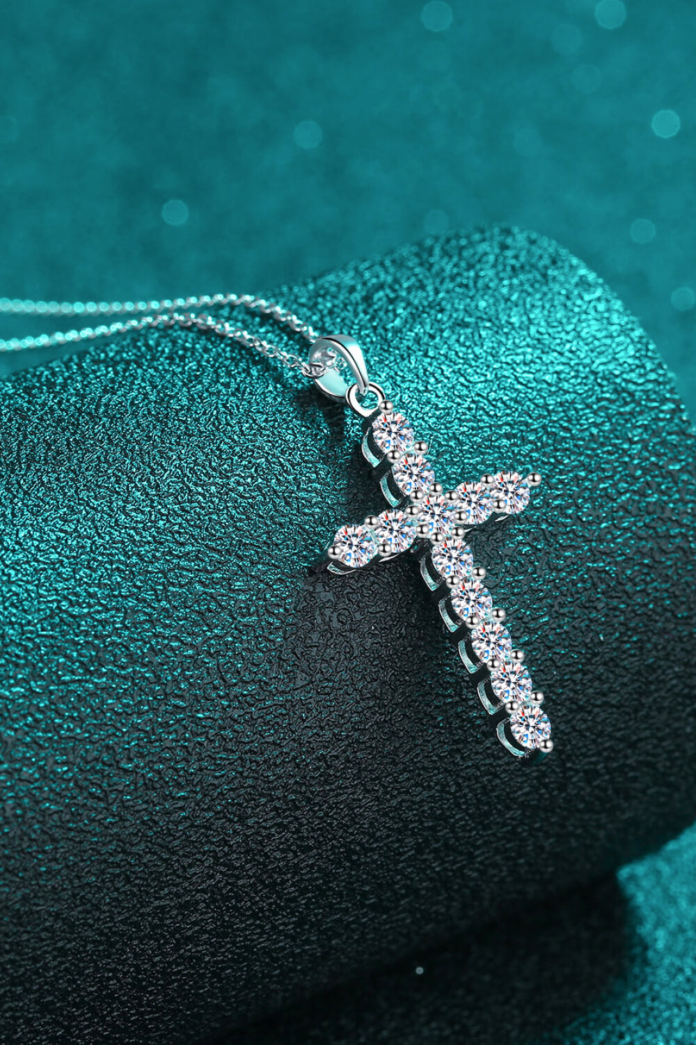 Cluster Cross Moissanite Necklace