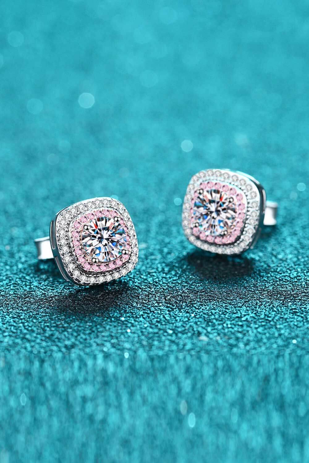 Sweetheart Double Halo Moissanite Stud Earrings