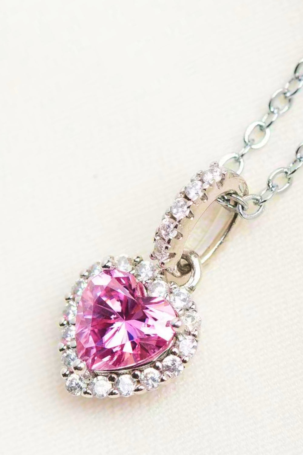 Pink Heart Moissanite Necklace