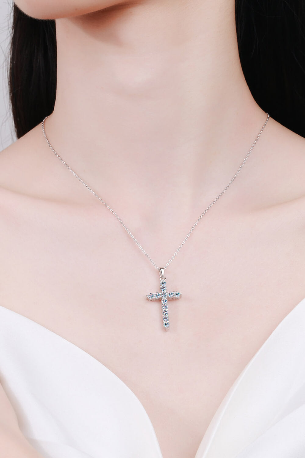 Cluster Cross Moissanite Necklace