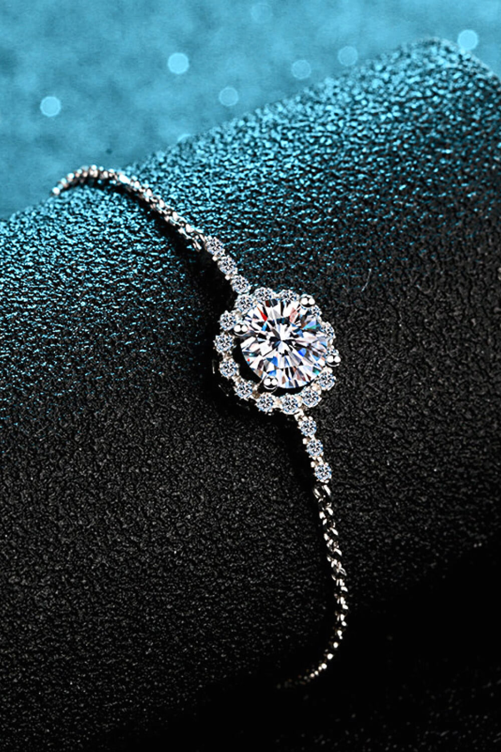 1 Carat Moissanite Halo Chain Bracelet