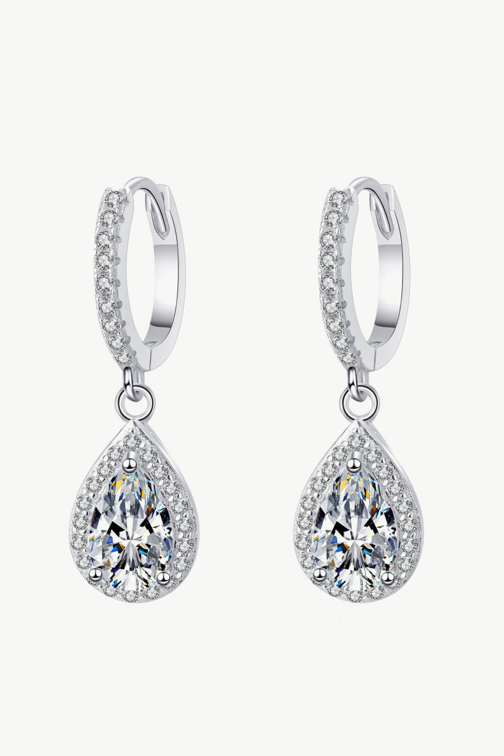 2TCW Teardrop Halo Moissanite Earrings