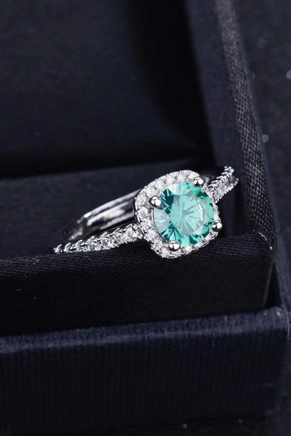 3 Carat Turquoise Moissanite Cluster Ring