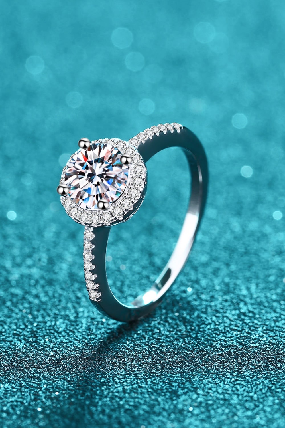 Dainty Round Halo Cluster Moissanite Ring