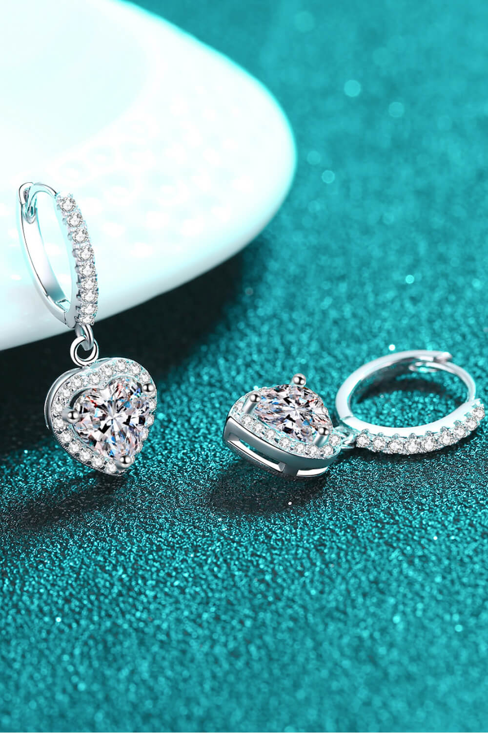 Classic Heart Moissanite Drop Earrings