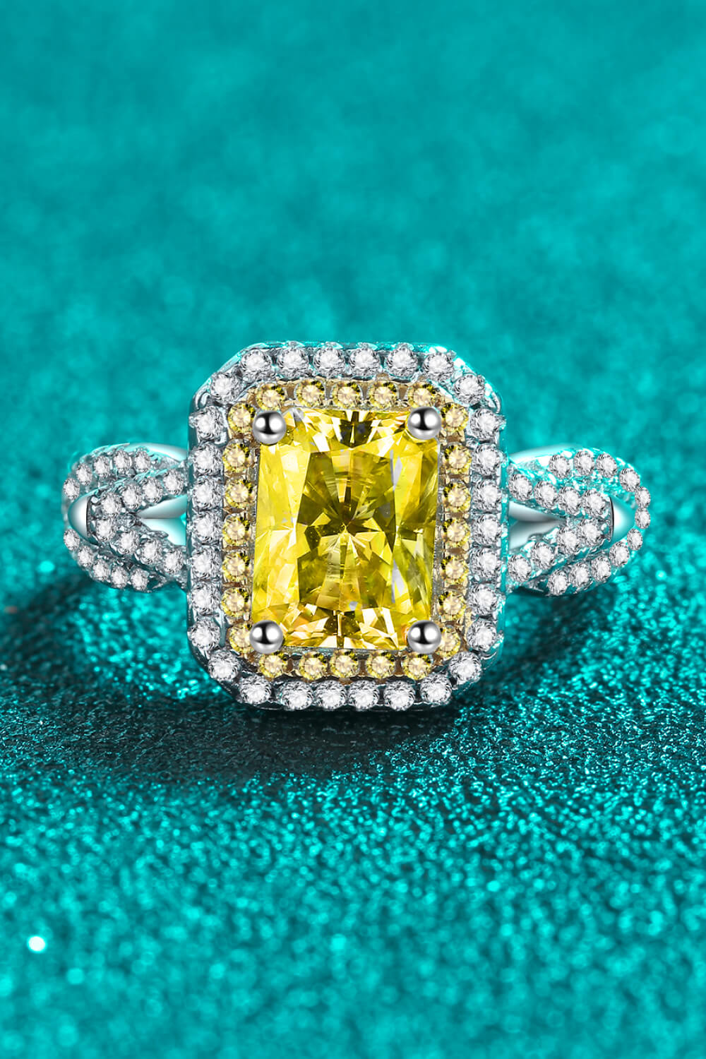 Double Cluster Halo 2 Carat Moissanite Ring