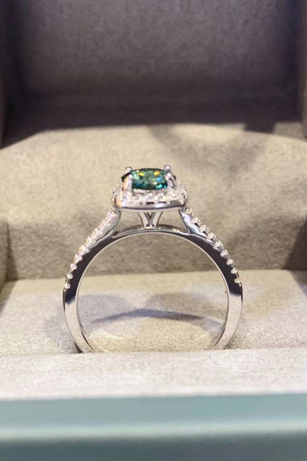 3 Carat Turquoise Moissanite Cluster Ring