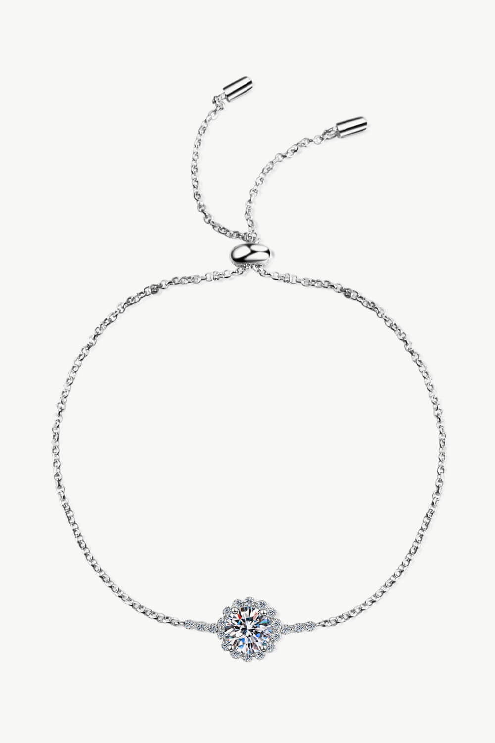 1 Carat Moissanite Halo Chain Bracelet