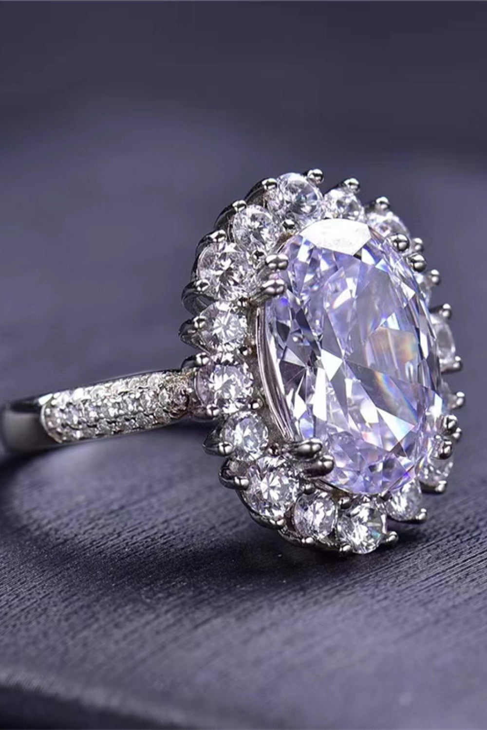 8 Carat Oval Moissanite with Halo Ring