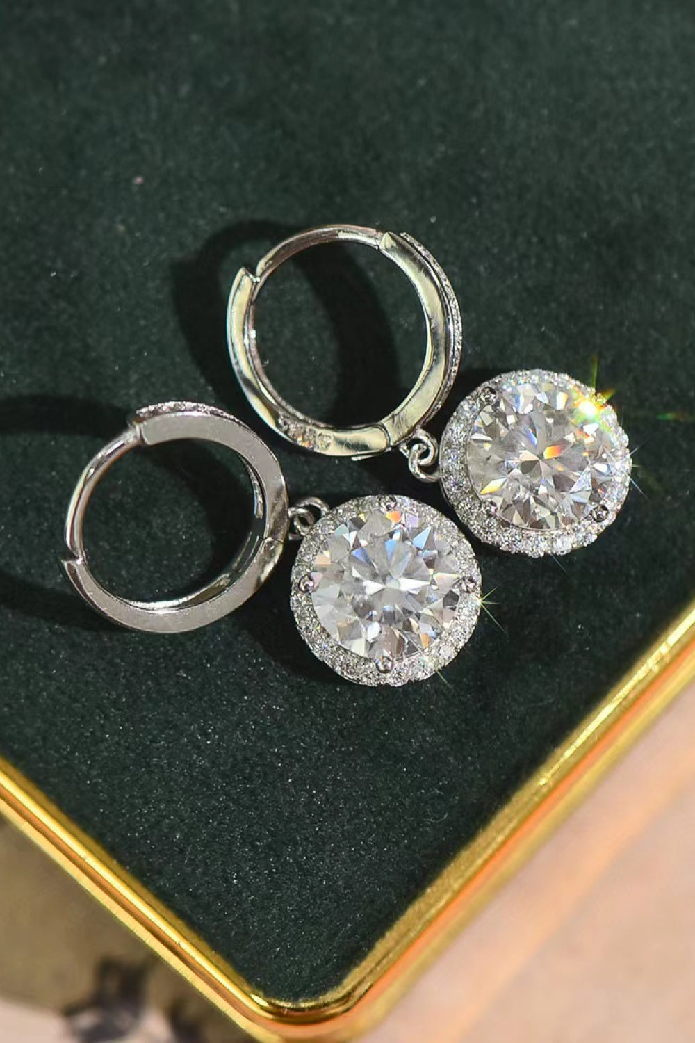 2 Carat Moissanite Round Halo Cluster Earrings