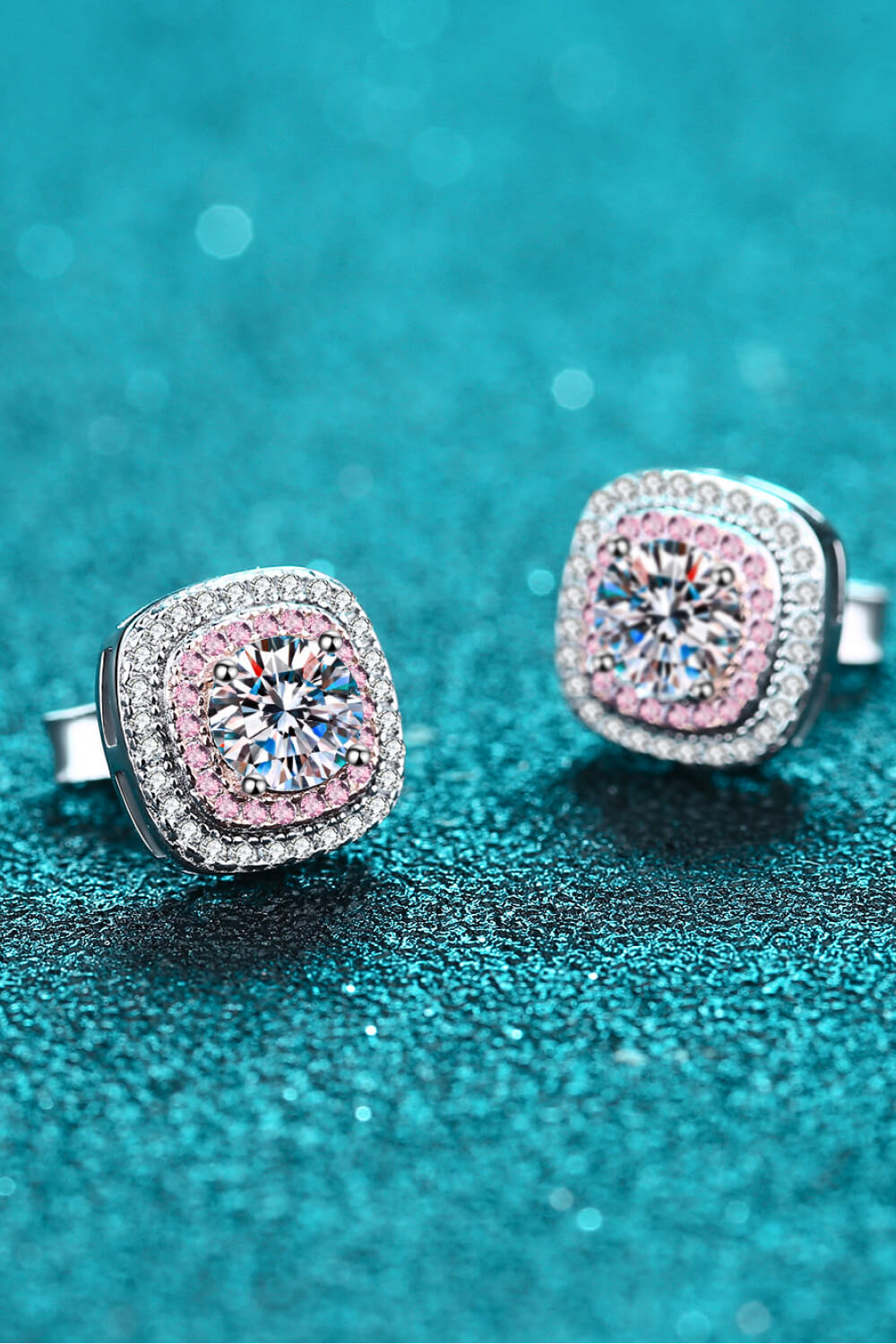 Sweetheart Double Halo Moissanite Stud Earrings