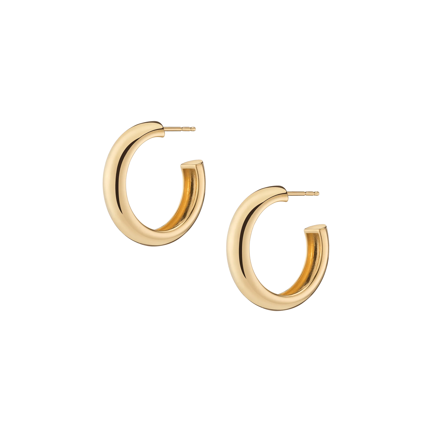 18K GOLD FILLED 2MM SMALL SLIM OPEN HOOP STUD EARRINGS
