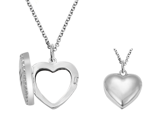 Personalized Cubic Zirconia Heart Photo Necklace/Sterling Silver 925  Necklace