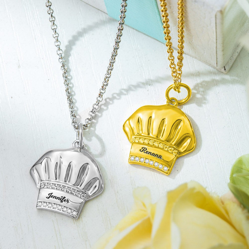 Silver 925 Necklace, Custom Chef Hat Necklace