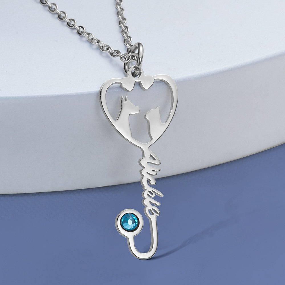 Sterling Silver 925 Necklace, Personalized Veterinary Necklace