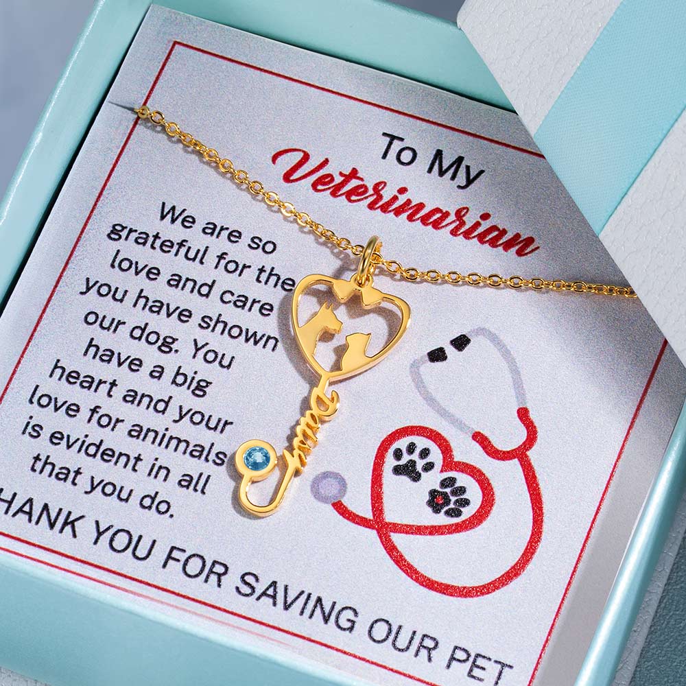 Sterling Silver 925 Necklace, Personalized Veterinary Necklace