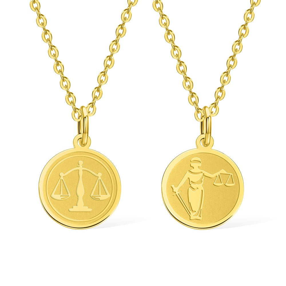 Silver 925 Necklace, Personalized Scale of Justice Necklace, Gold Lawyer Charm, Libra Scales Disc, Birthday/Graduation Gift for Lawyers/Graduates/Friends