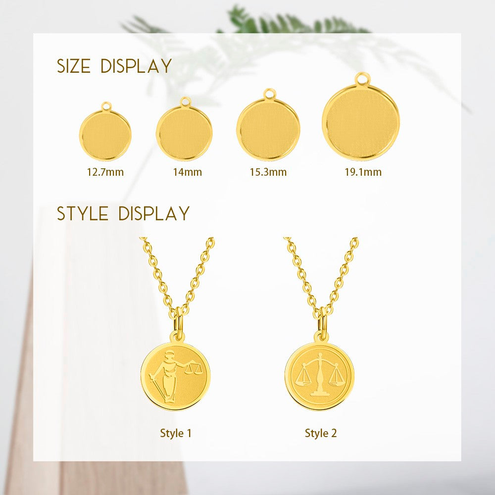 Silver 925 Necklace, Personalized Scale of Justice Necklace, Gold Lawyer Charm, Libra Scales Disc, Birthday/Graduation Gift for Lawyers/Graduates/Friends