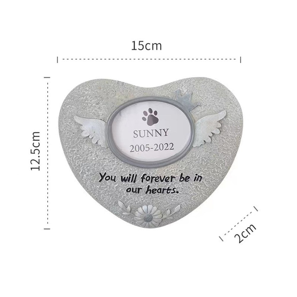 Photo Custom Paw Print Pet Memorial Stone, Resin Simulation Memorial Stone, Heart Memorial Stone, Pet Tombstone for Cat/Dog, Pet Headstone, Pet Grave Marker