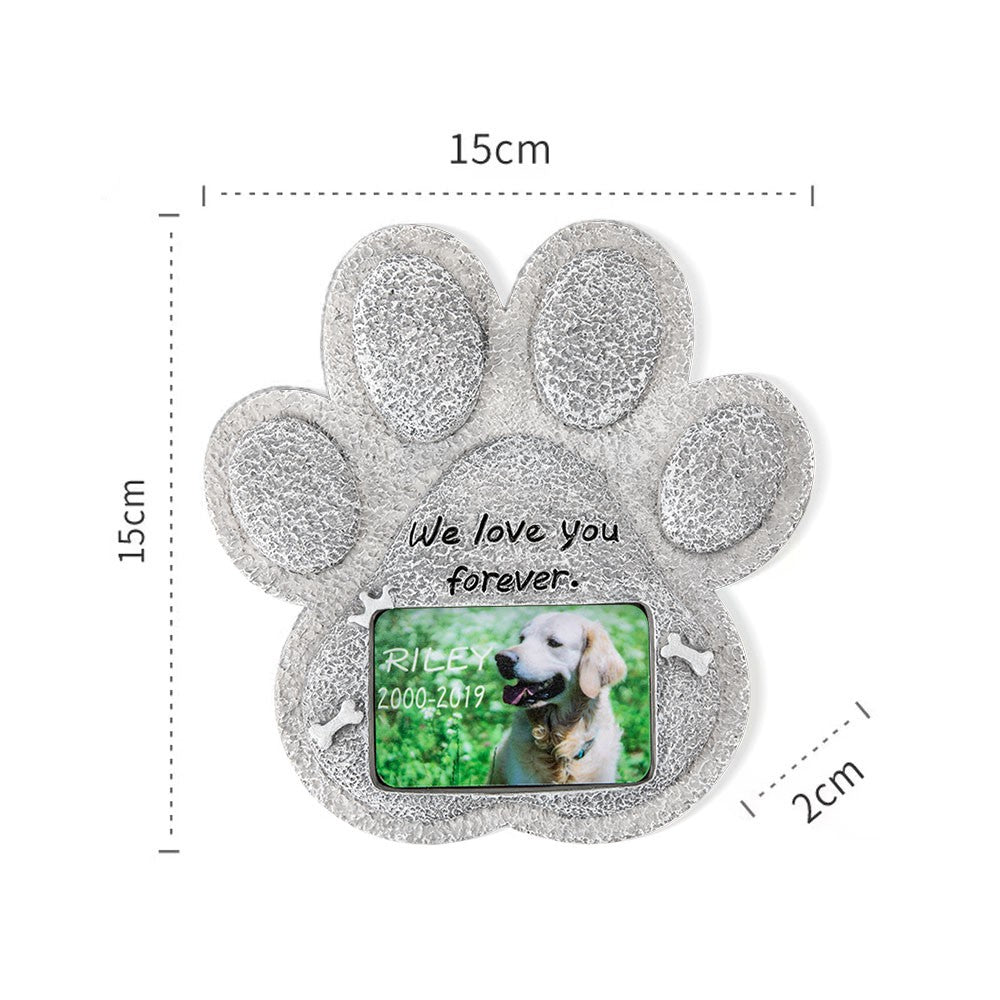 Photo Custom Paw Print Pet Memorial Stone, Resin Simulation Memorial Stone, Heart Memorial Stone, Pet Tombstone for Cat/Dog, Pet Headstone, Pet Grave Marker