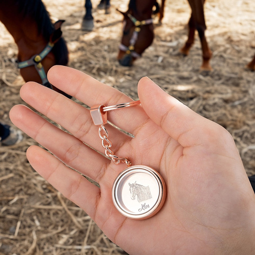 Pet Hair Keepsake Fur Locket Keychain,  Pet Portrait Name Keychain, Memorial Portrait Engraving Pet Memorial Gift, Gifts for Pet Lover