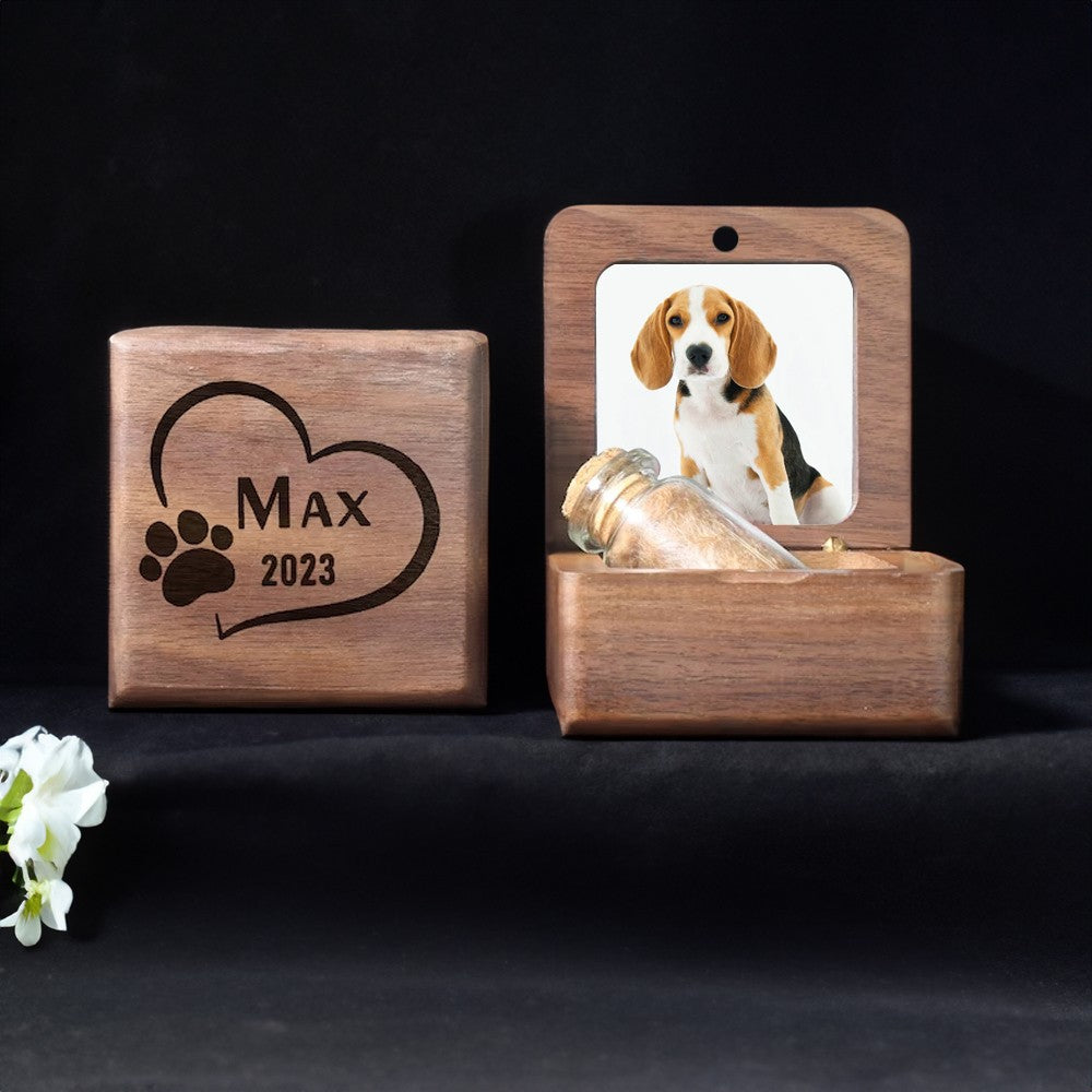 Custom Wooden Pet Ashes Box, Dog Cat Memorial Fur Keepsake, Personalized Pet Ashes Cremation Urn Box, Pet Loss Sympathy Gift for Pet Lover/Owner