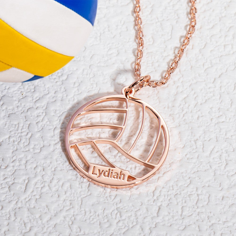 Personalized Name Volleyball Pendant Necklace, Stainless Steel  Custom Team Jewelry, Sport Mom Gift, Gift for Volleyball Player/Sports Lover