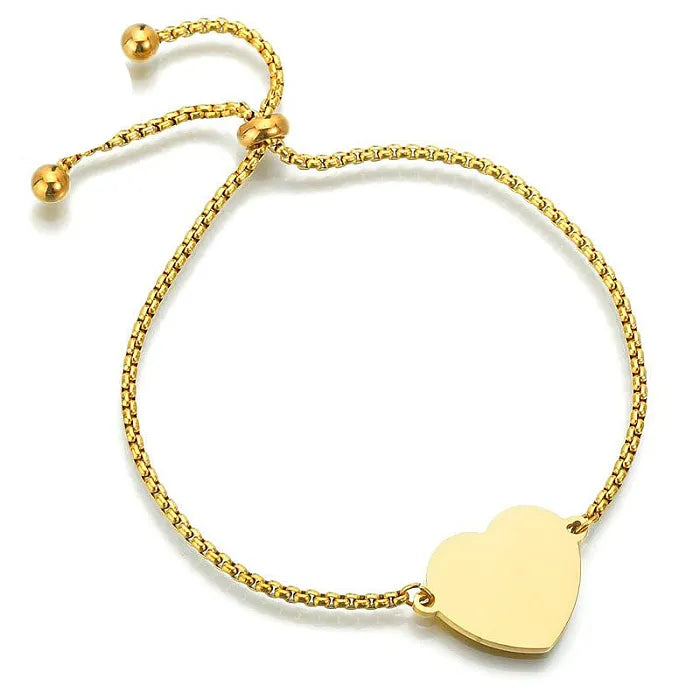 Pull String Custom Engraved Heart Bracelet