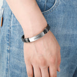 Mens Leather ID Bracelet