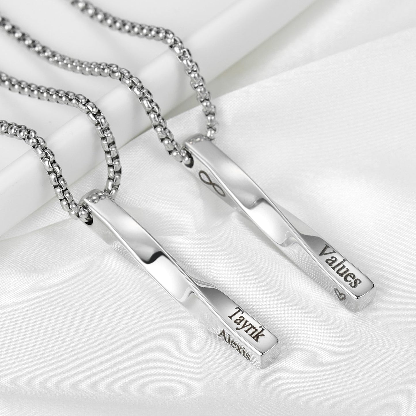 Custom Engraved Twist Bar Necklace