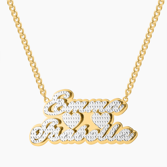 90's 2 Tone 2 Name Double Layer Name Necklace